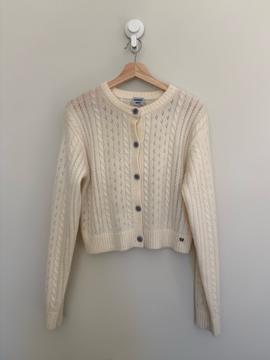 Sunday Best Sweaters - Sunday Best Ivory Cable Knit Button-Up Cardigan